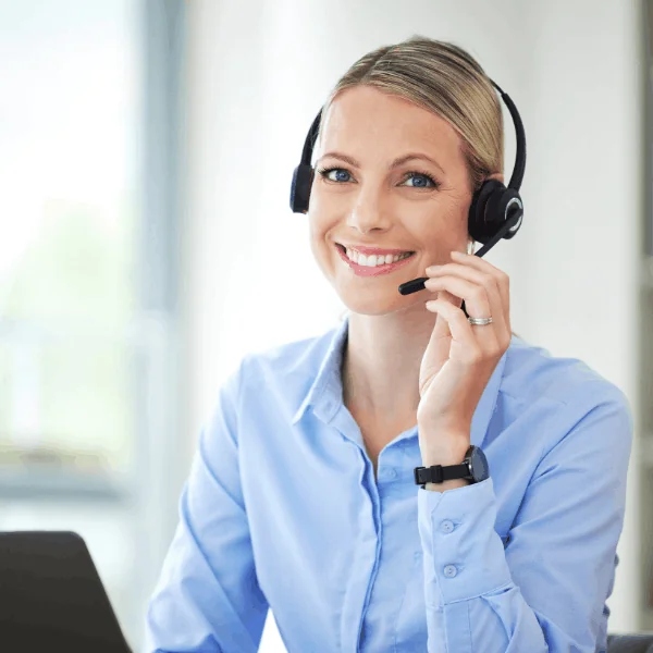 Amtrain Bookings reservation specialist wearing a headset