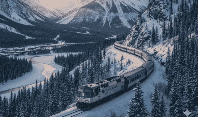 Amtrak Empire Builder train traveling through Montana near Glacier National Park