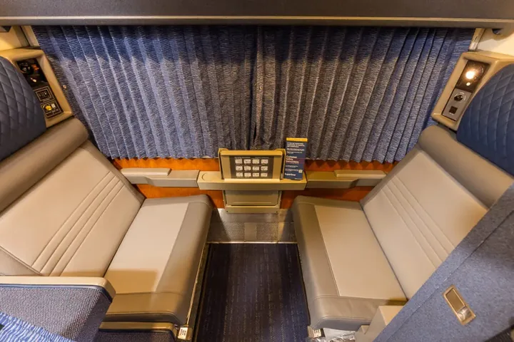 Amtrak Roomette with two facing seats and a large window